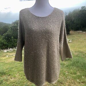 Beige Sequin Knit Pullover Sweater Forever 21 Contemporary Womens Size S Winter